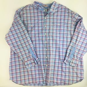 Tommy Bahama Jeans Casual Button Up Plaid Blue